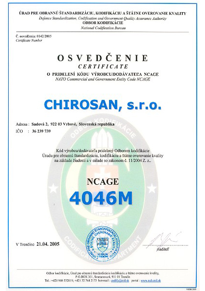chirosan - certifikat